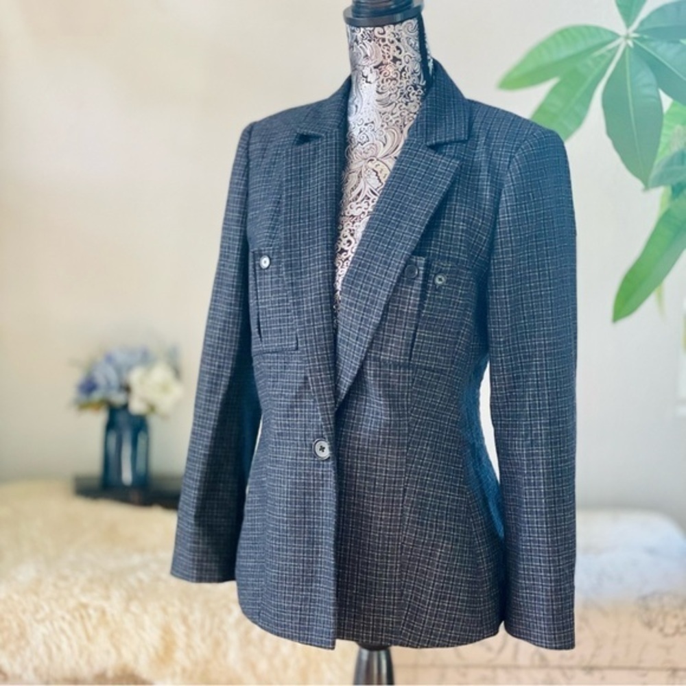 Jason Wu Wool Gingham Plaid Check Blazer, Size 6
